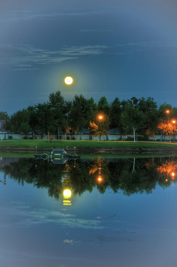 River Walk Park Full Moon Reflection 2 Photograph by Connie Cooper-Edwards