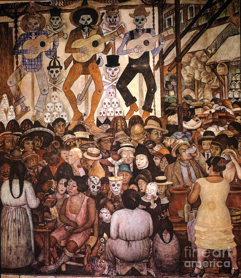 Day Of The Dead Mural Painting by Diego Rivera
