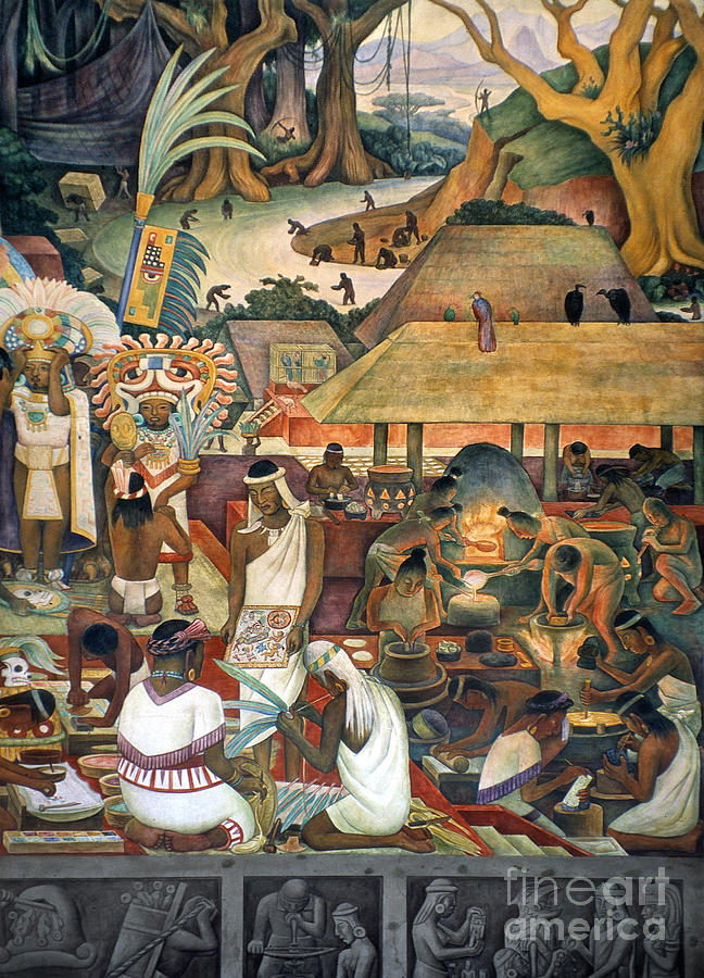 Rivera Pre-columbian Life Painting by Granger