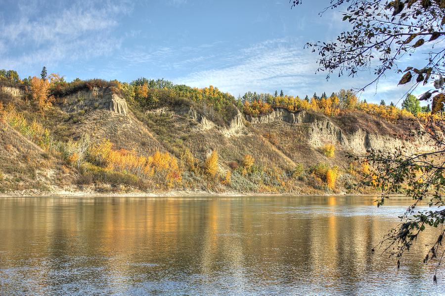 Riverbank in Autumn Photograph by Jim Sauchyn