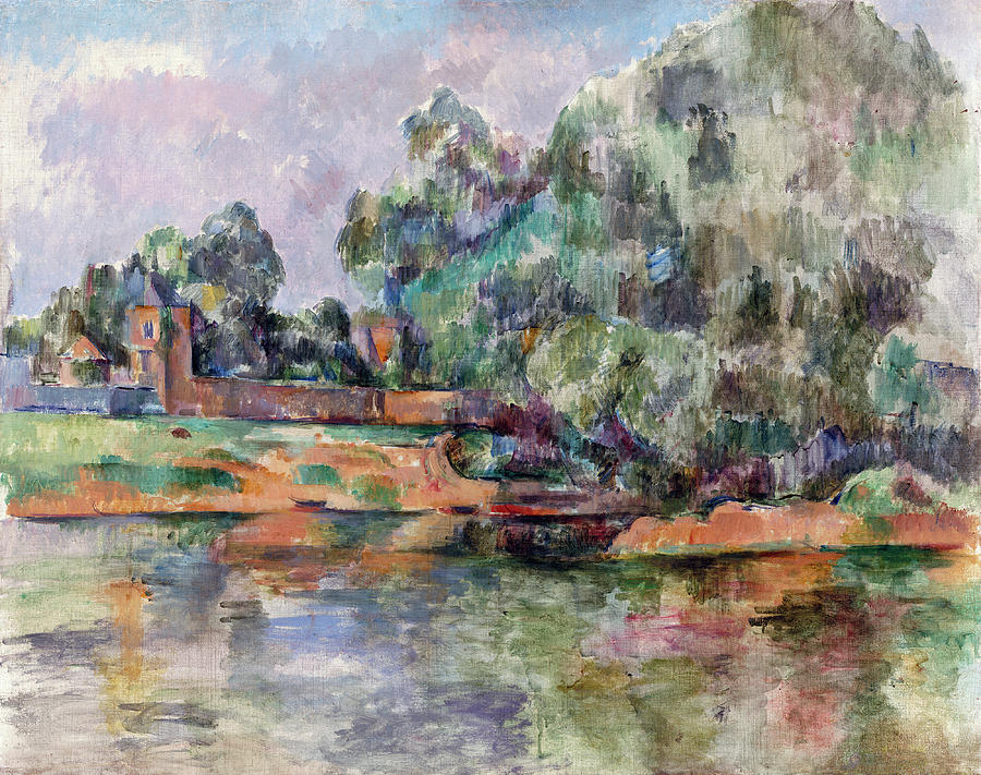 Riverbank Painting by Paul Cezanne