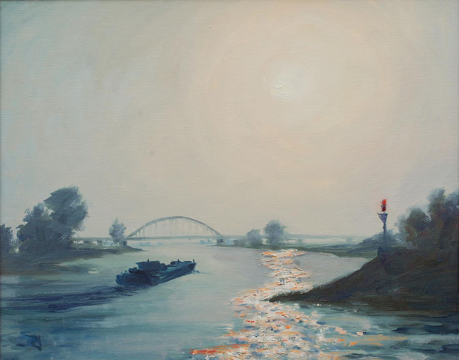 Riverbarge Painting by Rick Nederlof