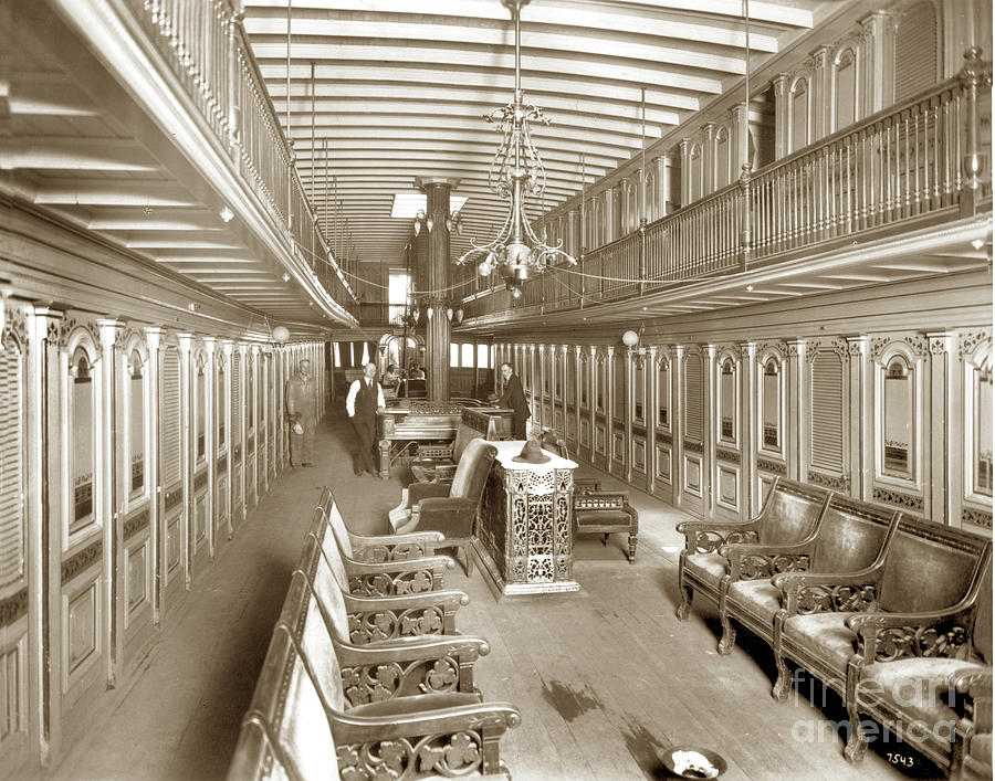 Riverboat Photograph - Riverboat Interior positively no gambling  circa 1900 by Monterey County Historical Society