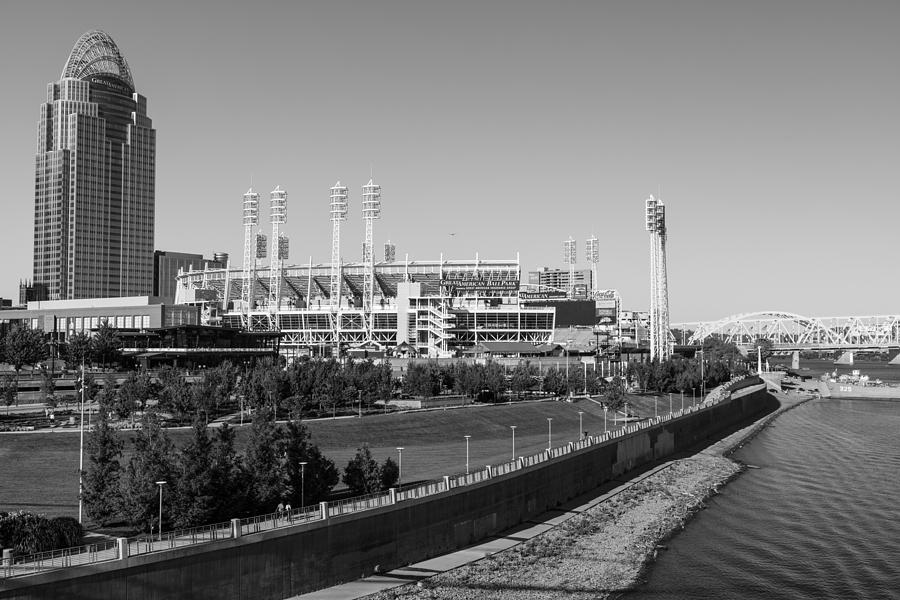 Riverfront Stadium Black and White  Photograph by John McGraw