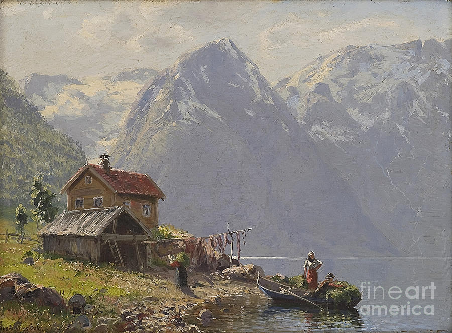 Riverscape Painting by Hans Dahl