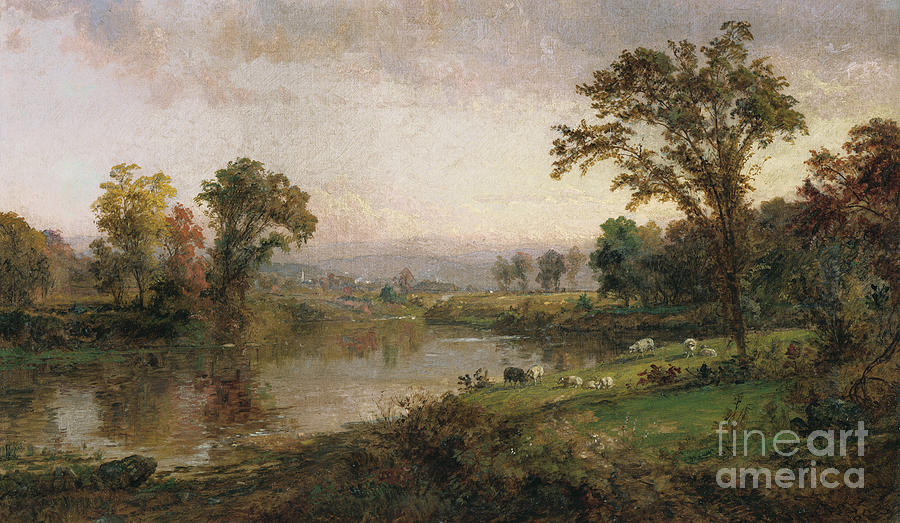 Tree Painting - Riverscape in Early Autumn by Jasper Francis Cropsey