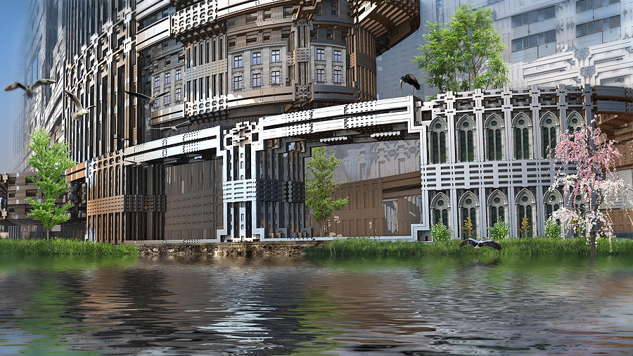 Riverside Apartments Digital Art by Hal Tenny