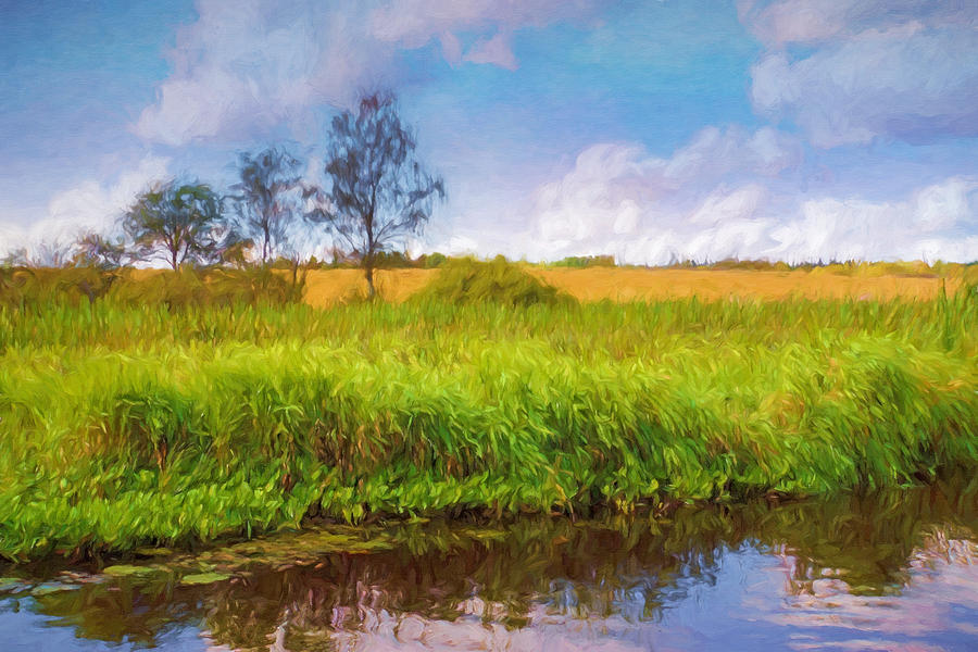 Riverside Landscape Painting by Lutz Baar