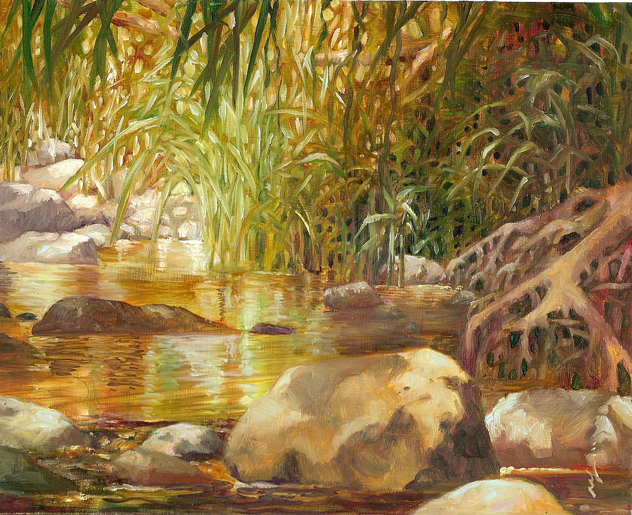 River Painting - Riverside Pool by Monica Linville