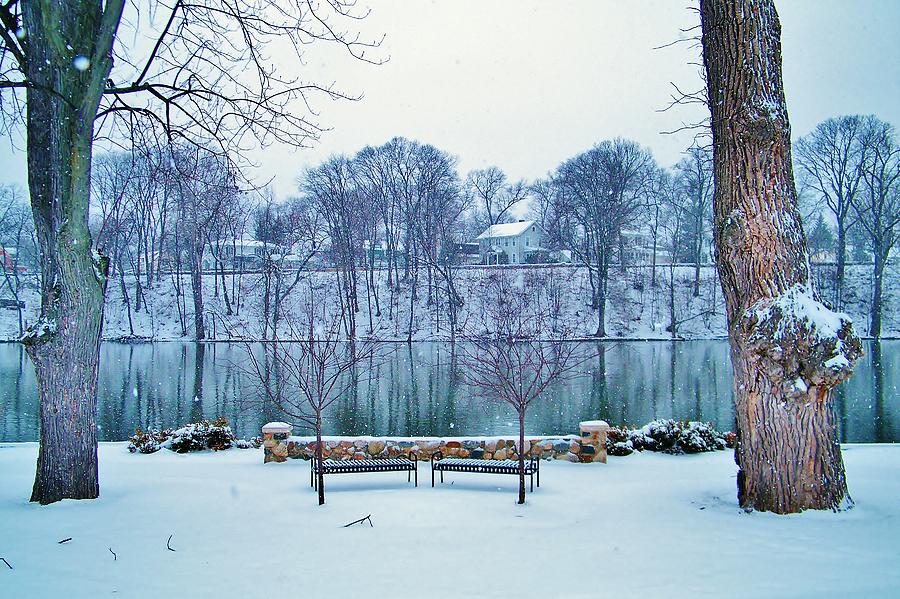 Riverside Rest Area In Snowfall Indiana Photograph by Rory Cubel - Fine ...