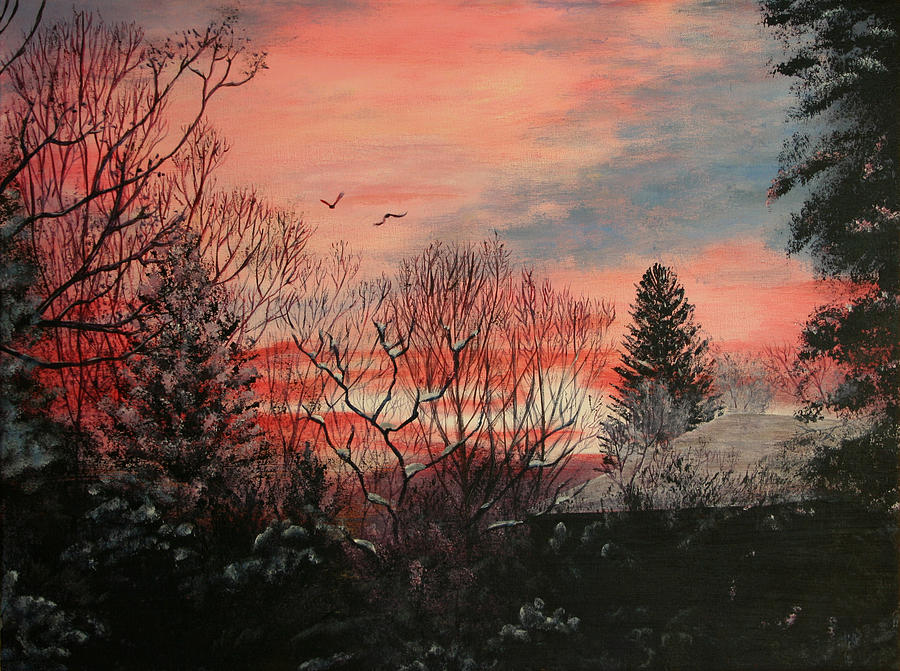 Sunset Painting - Riverton Sunset by Karen Peterson