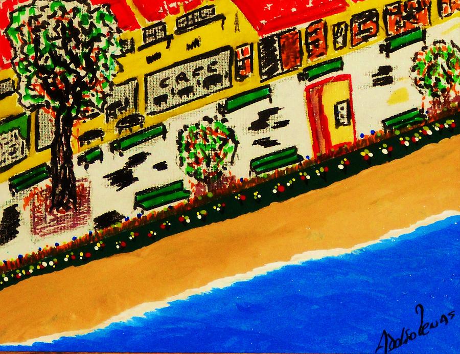 Impressionism Mixed Media - Riviera Beach Cafe by Adolfo hector Penas alvarado