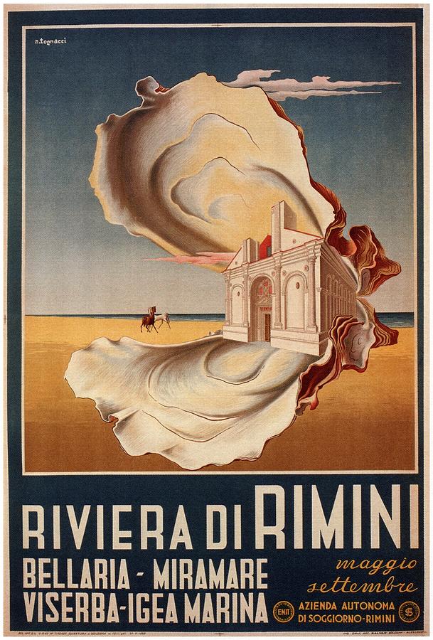 Riviera Di Rimini, Italy - Retro travel Poster - Vintage Poster Mixed Media by Studio Grafiikka