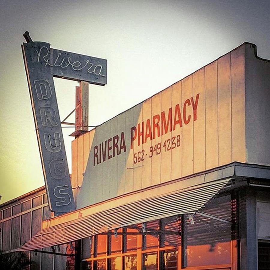 Sign Photograph - Riviera Pharmacy Sunset #neon #sign by Alexis Fleisig