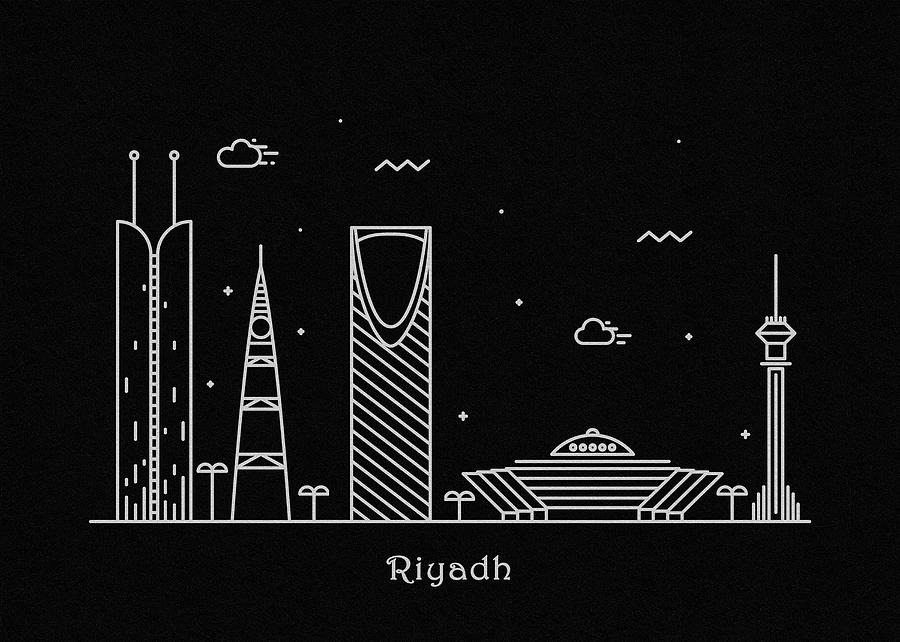 Riyadh Skyline Travel Poster Drawing by Inspirowl Design