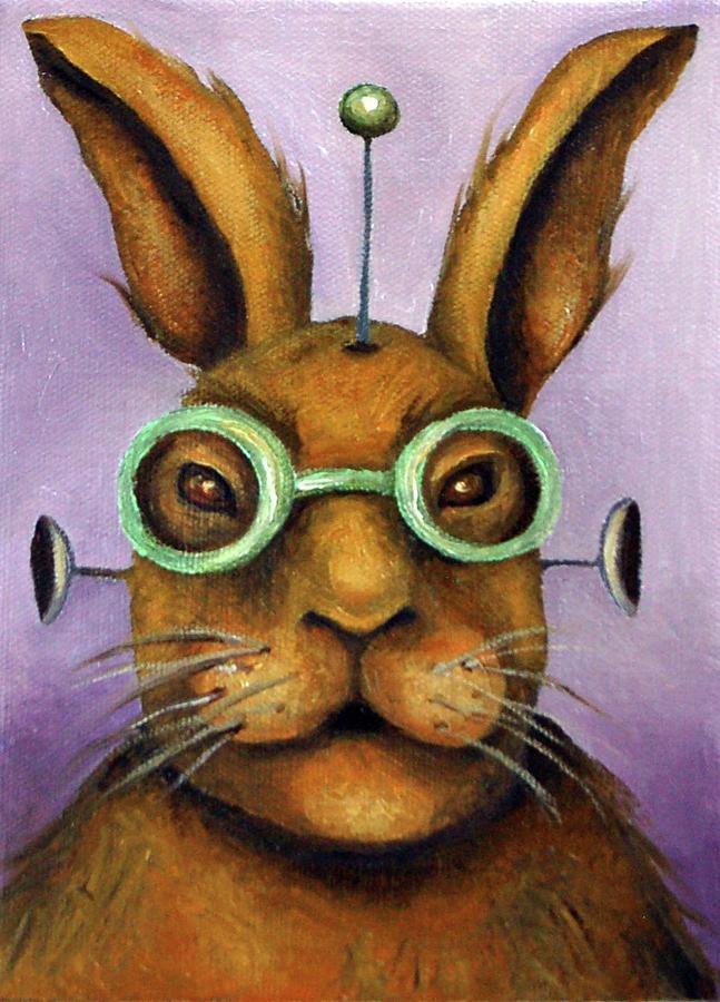 Science Fiction Painting - Rizmo The Rabbot by Leah Saulnier The Painting Maniac
