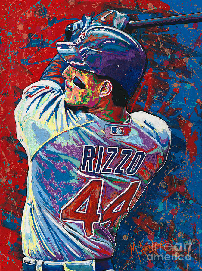 Anthony Rizzo Painting - Rizzo Swings by Maria Arango