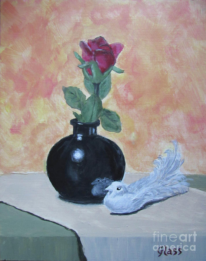 Still Life Painting - Rose Vase Reflection by Tina Glass
