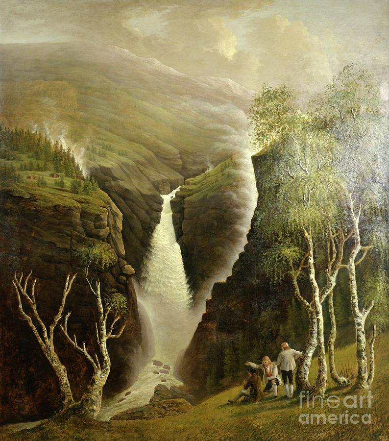 Rjukan waterfall Painting by Johannes Flintoe