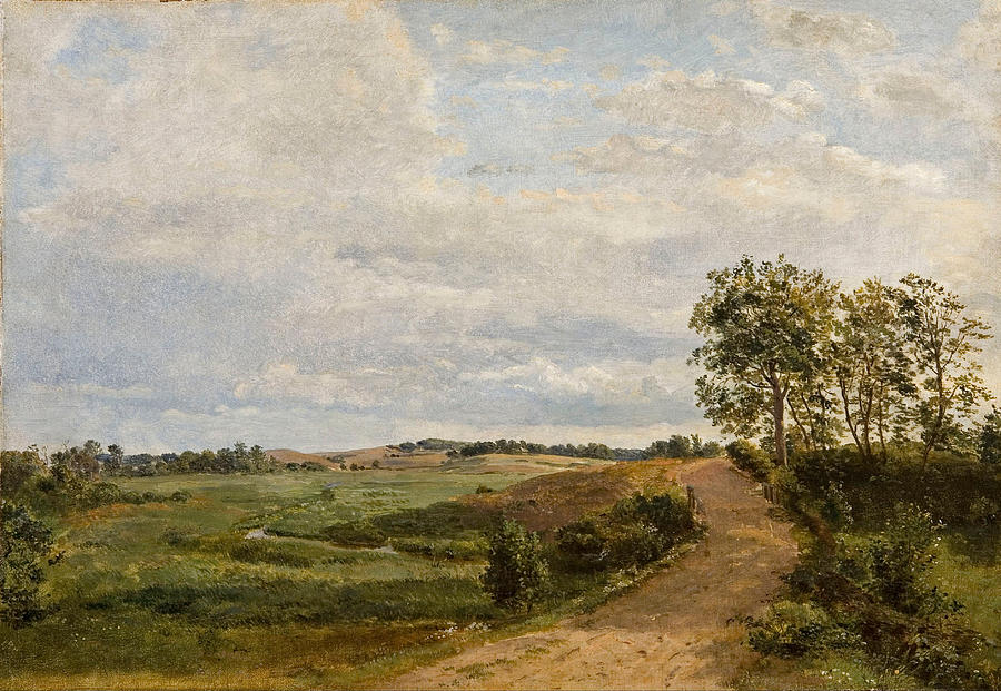 Landscape Painting - Road across the hills. Study by Dankvart Dreyer