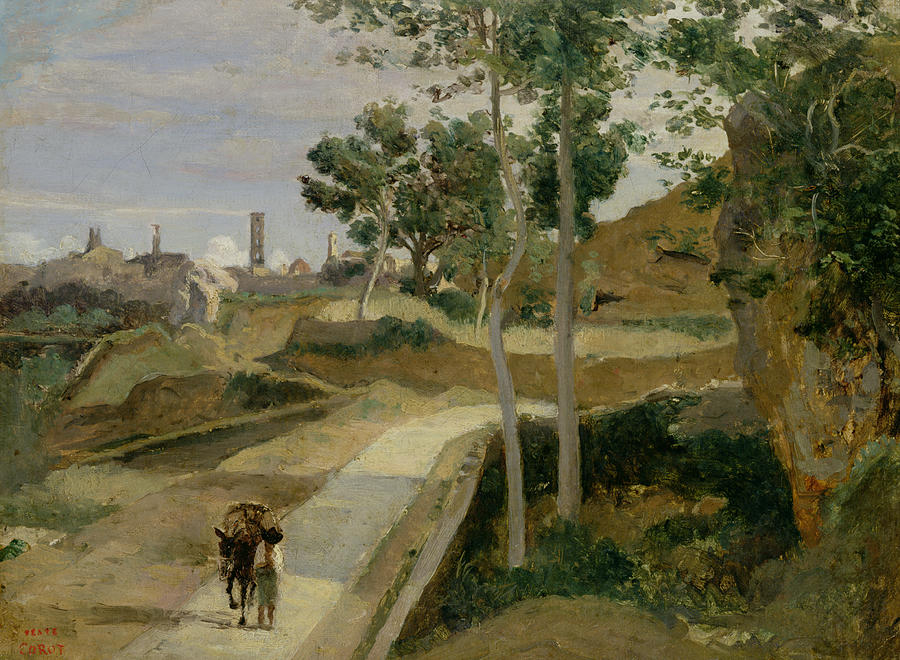 Tree Painting - Road from Volterra by Jean Baptiste Camille Corot