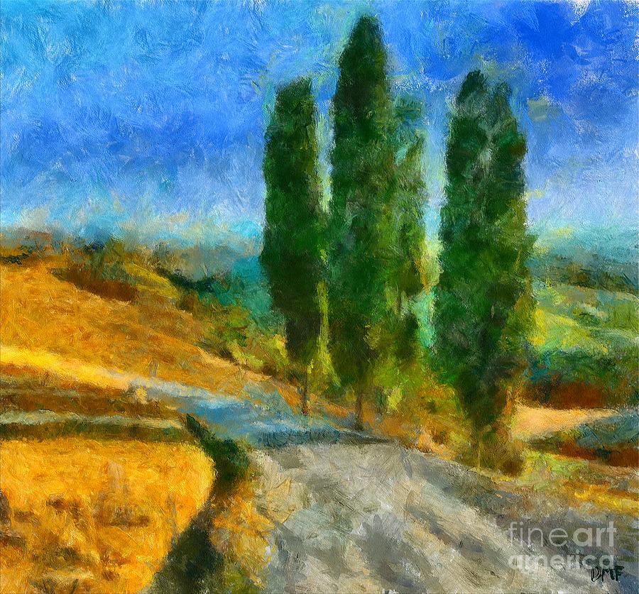 Spring Painting - Road In Tuscany by Dragica  Micki Fortuna