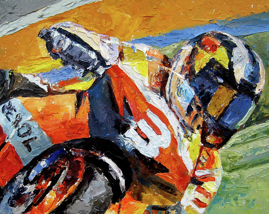Motorcycle Painting - Road Racer by Mark Hartung