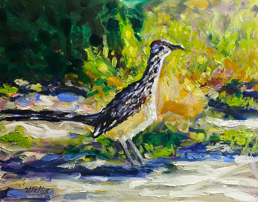 Bird Painting - Road Runner On Alert by Charles Wallis