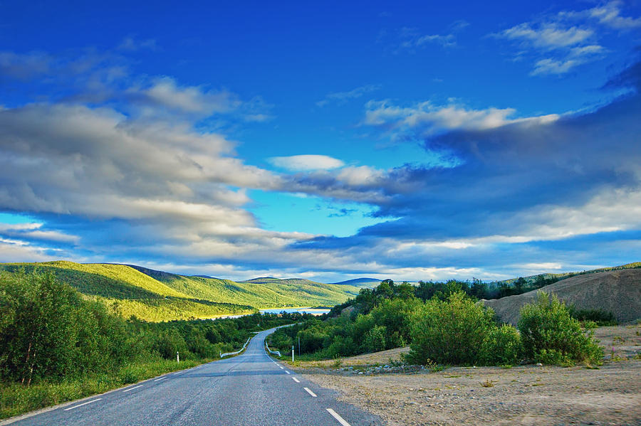 Road through Finnmark near river Tanaelven in arctic Norway Photograph by Ulrich Kunst And Bettina Scheidulin