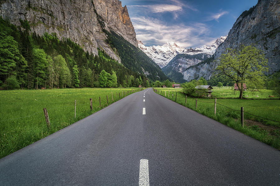 Mountain Photograph - Road Through Lauterbrunnen Valley by James Udall