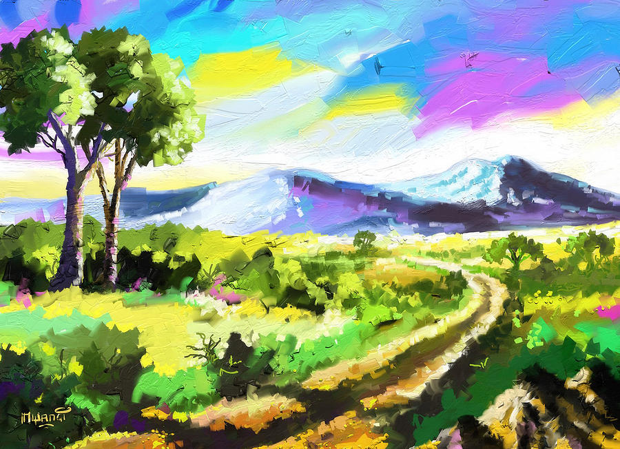 Road to the Hills Painting by Anthony Mwangi