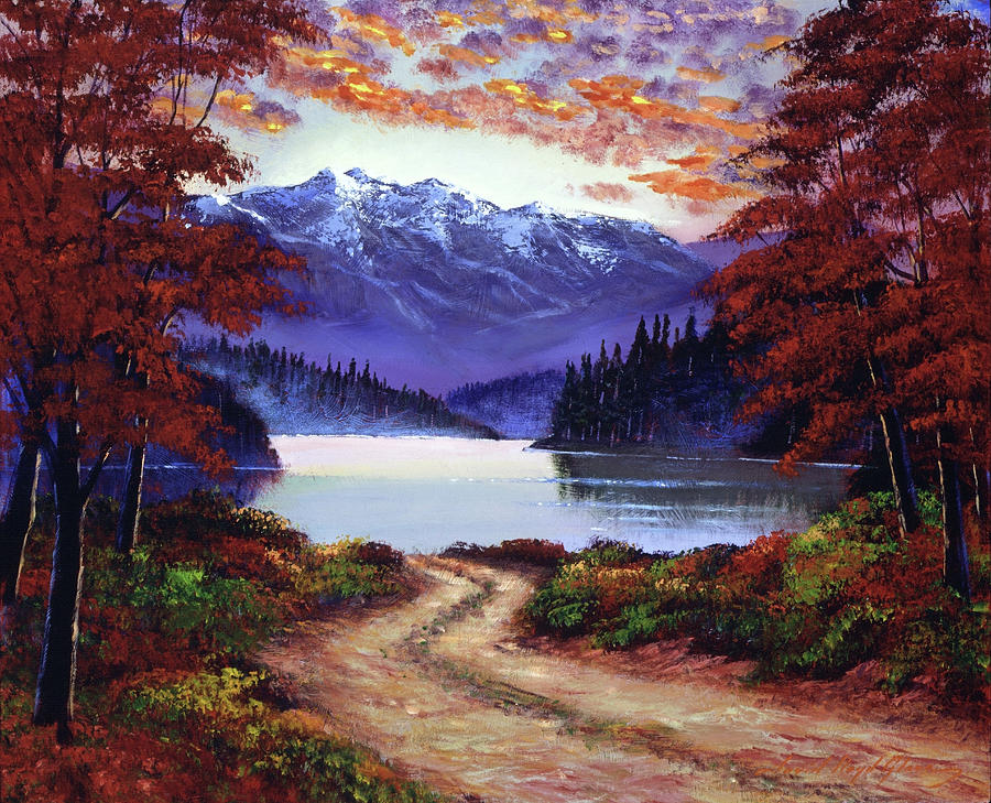 Road To Green Lake Painting by David Lloyd Glover
