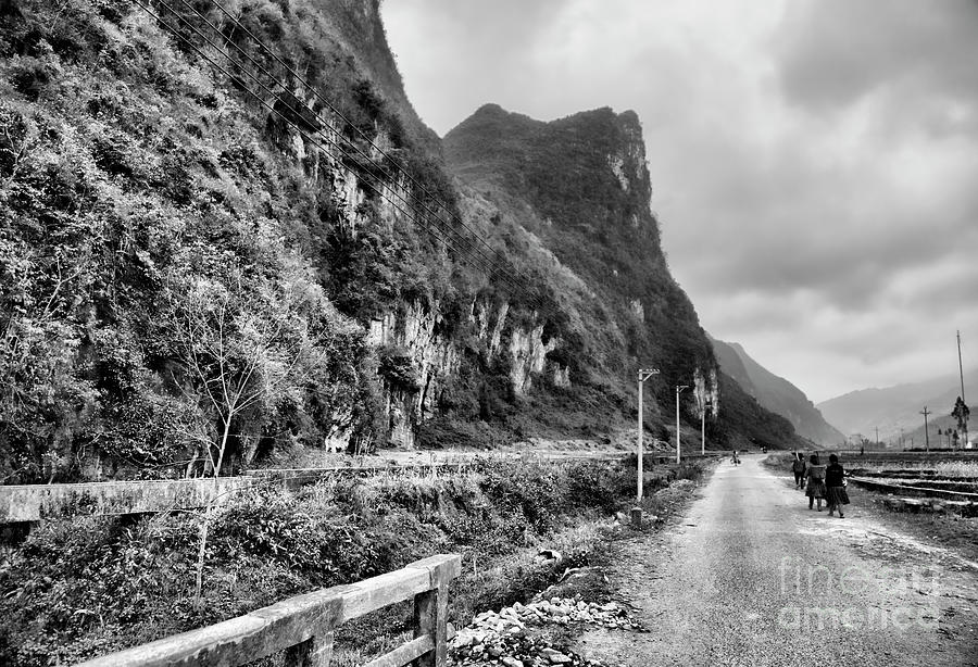 Road to Ha Giang Black White  Photograph by Chuck Kuhn