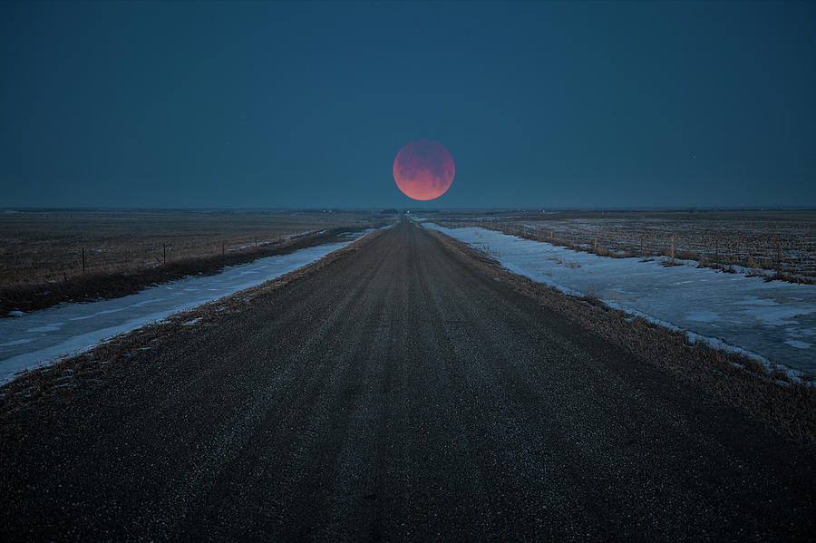 Road to Nowhere - Blood Moon  Photograph by Aaron J Groen