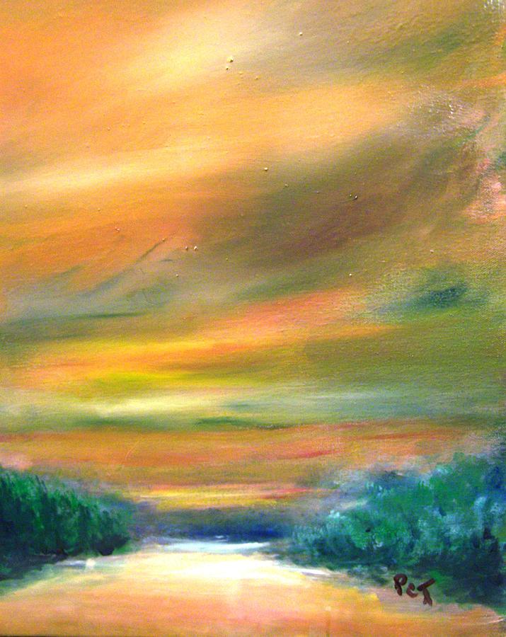 Sunset Painting - Road to the Beach at Sunset by Patricia Clark Taylor