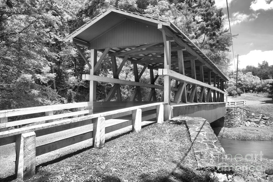 Road To The Colvin Covered Bridge Black And White Photograph by Adam Jewell