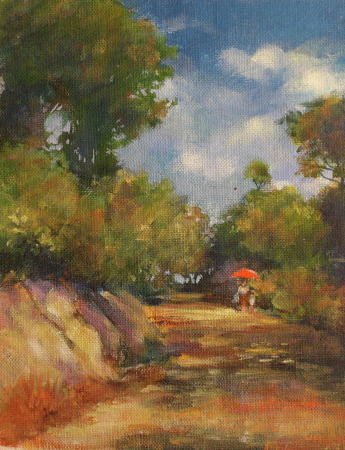 Road to the market in Costa Rica Painting by Walt Maes