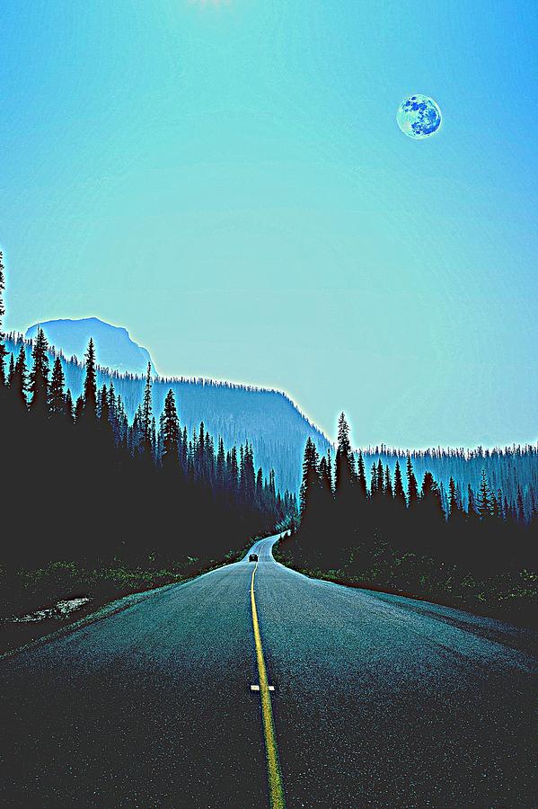 Road Trip Through Pine Trees Painting by Celestial Images