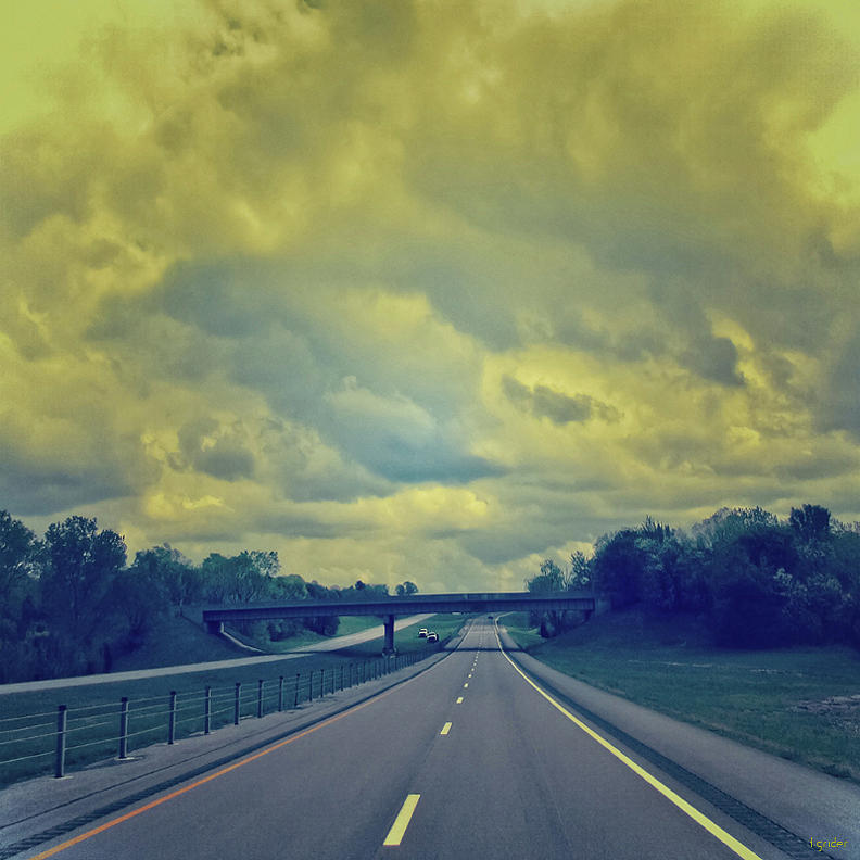 Dark Yellow Photograph - Road Trip by Tony Grider
