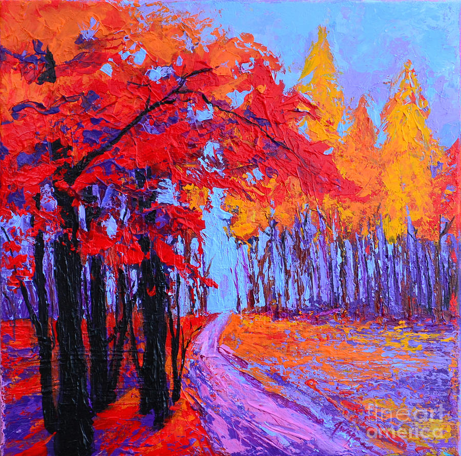 Road Within - Enchanted Forest Series - Modern Impressionist Landscape Painting - Palette Knife Painting by Patricia Awapara