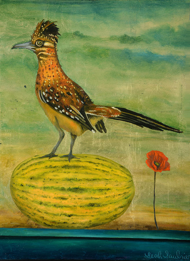 Roadrunner On A Melon Painting by Leah Saulnier The Painting Maniac