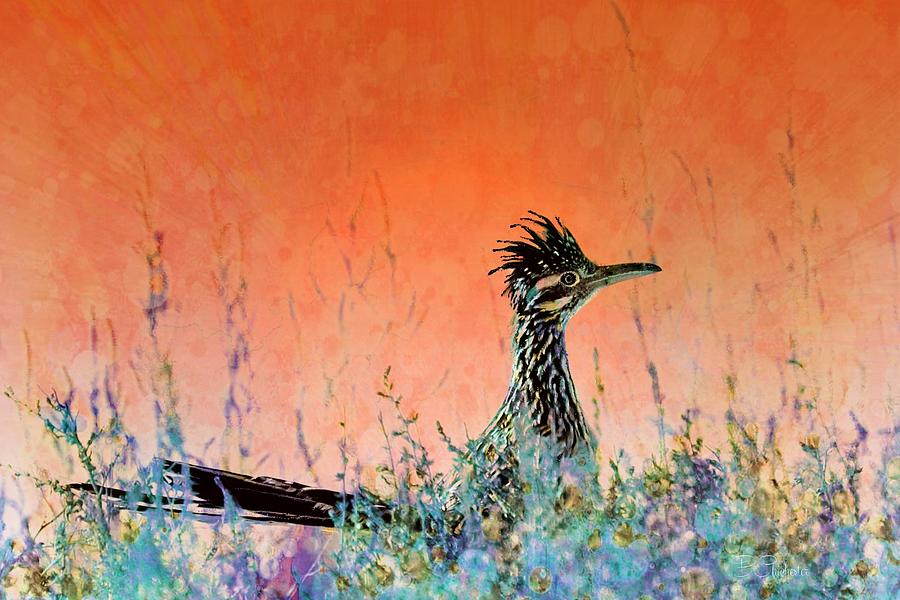 Roadrunner Mixed Media - Roadrunners New Mexico Sunset by Barbara Chichester