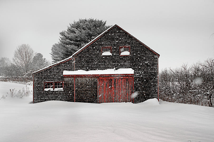 Winter Photograph - Roadside Barn in the Storm by Dan Jordan
