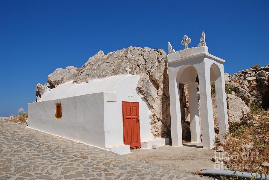 Roadside chapel on Halki island Photograph by David Fowler