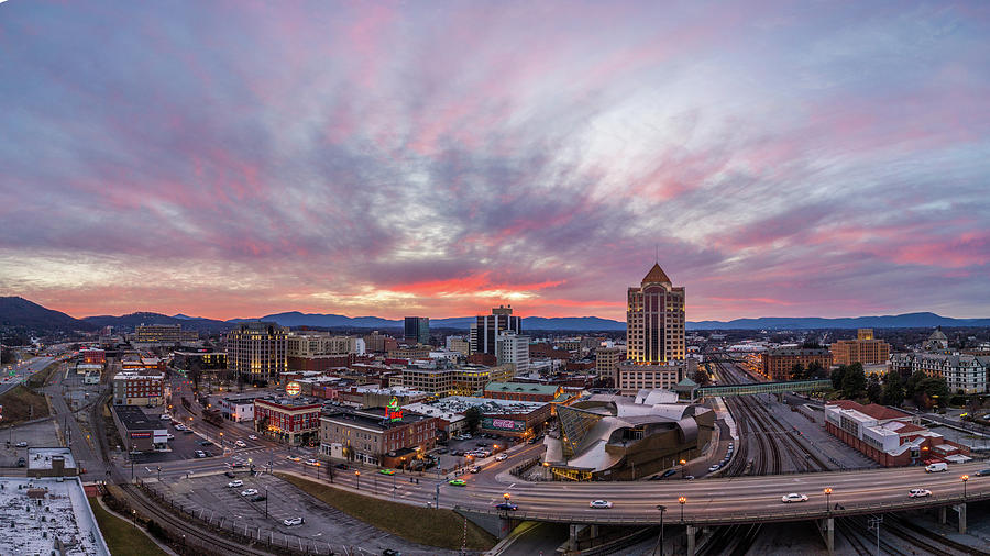 Roanoke Sunset Panoramic Photograph by Star City SkyCams