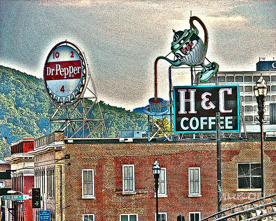 Roanoke VA Virginia - Dr Pepper and H C Coffee Vintage Signs Photograph by Dave Lynch