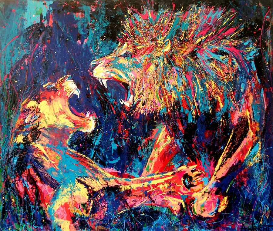 Roar LARGE WORK Painting by Angie Wright