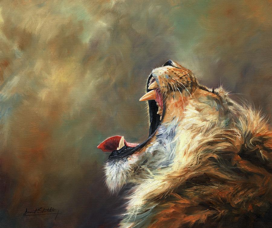 Roar Of The Lion Painting by David Stribbling