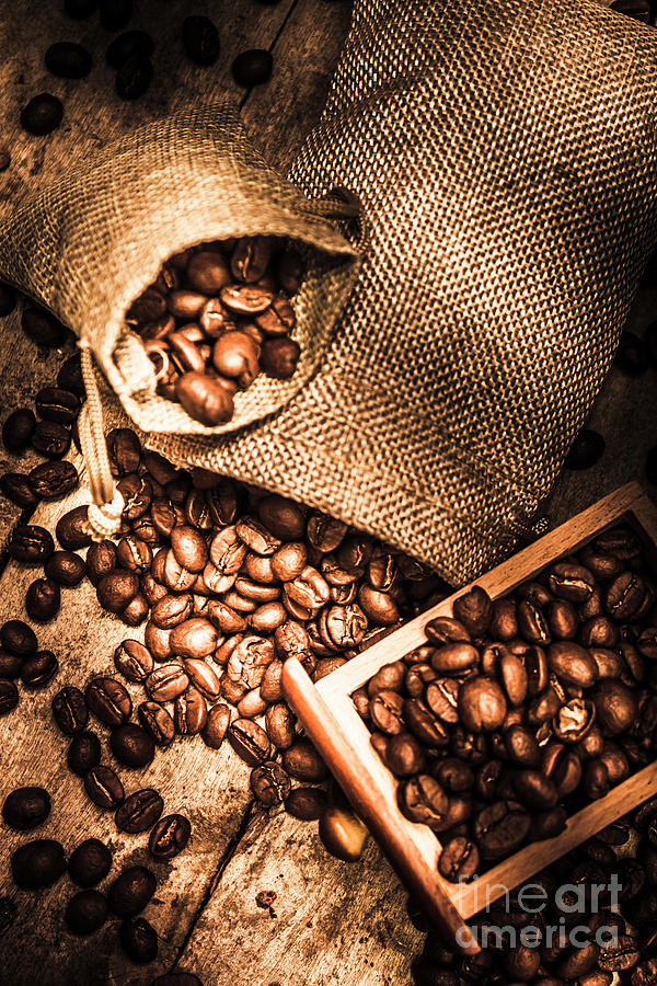 Roasted Coffee Beans In Drawer And Bags On Table Photograph by Jorgo Photography