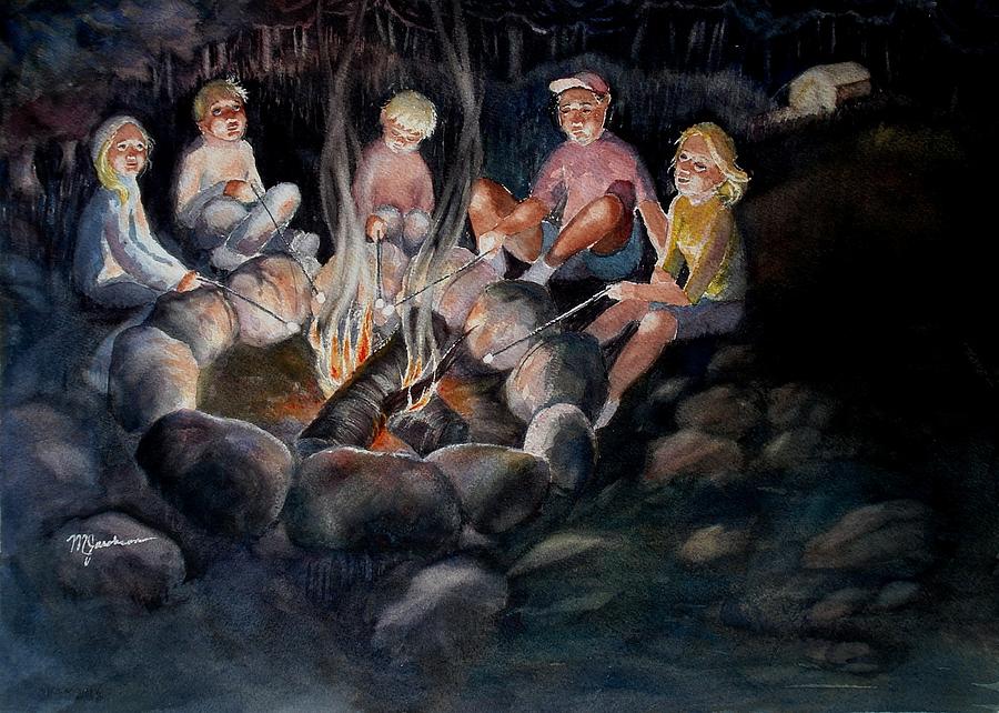 Roasting Marshmallows Painting by Marilyn Jacobson